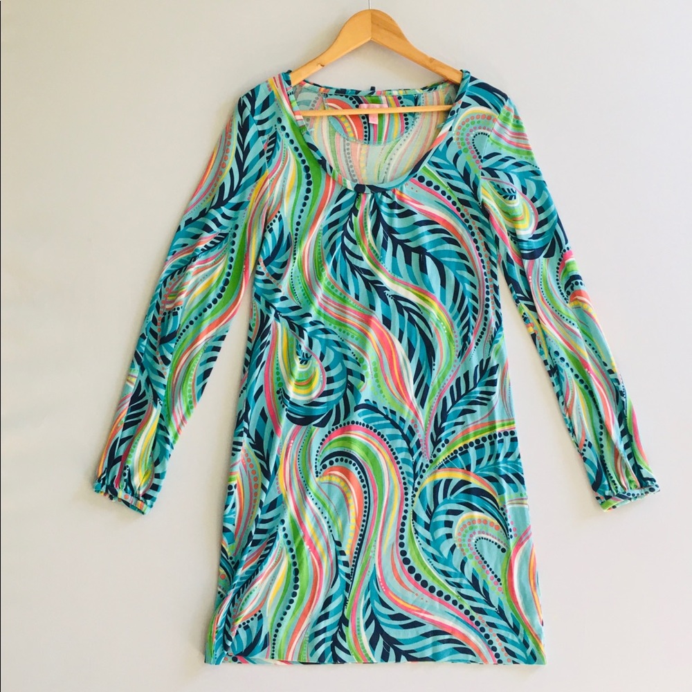 Lilly Pulitzer stretchy silk shift dress S